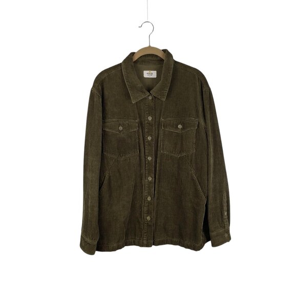 Marine Layer Jemma Overshirt Shirt Jacket Corduroy Shacket Olive Size Small - Picture 1 of 6